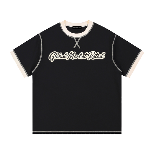 Global Market Retail Contrast-Stitched Cotton T-Shirt