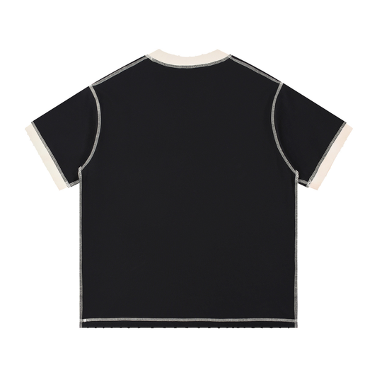 Global Market Retail Contrast-Stitched Cotton T-Shirt